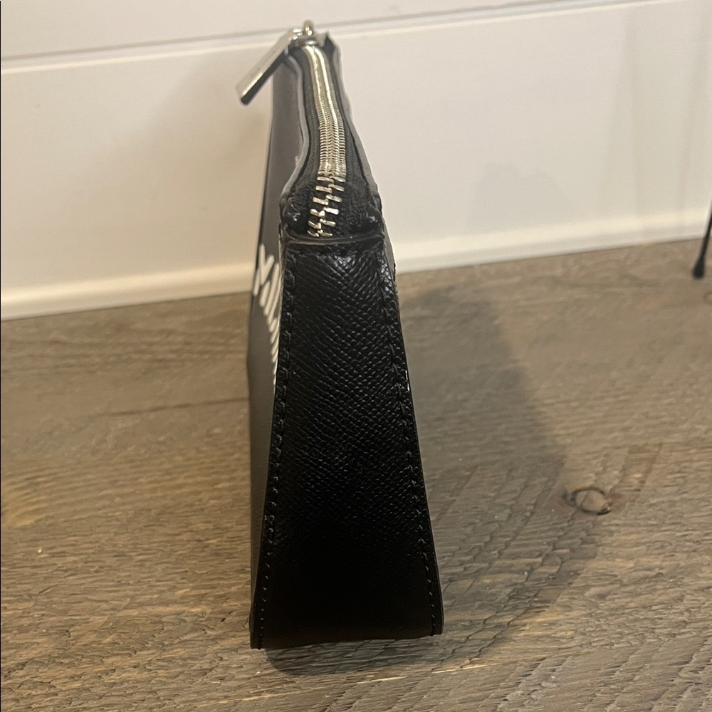 Michael Kors "Saylor" Pouchette Wristlet Black Saffiano Leather White Spellout - Picture 6 of 10